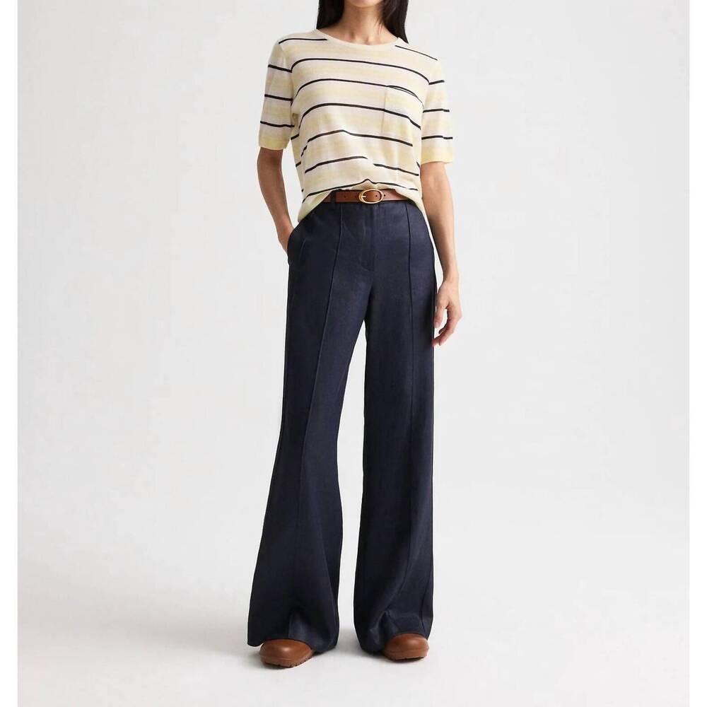 NEW TWP women's striped short sleeve top in ivory